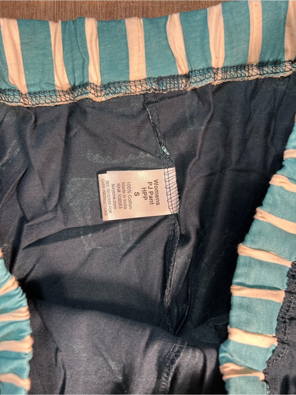 Lazy One Navy Sleep Pants with Teal Moose Print and Cream Drawstring - Picture 3 of 3